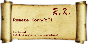 Remete Kornél névjegykártya